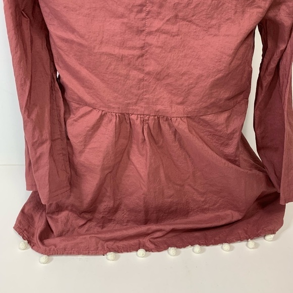 Umgee Boho Style Blouse with Pom Poms - Picture 5 of 7